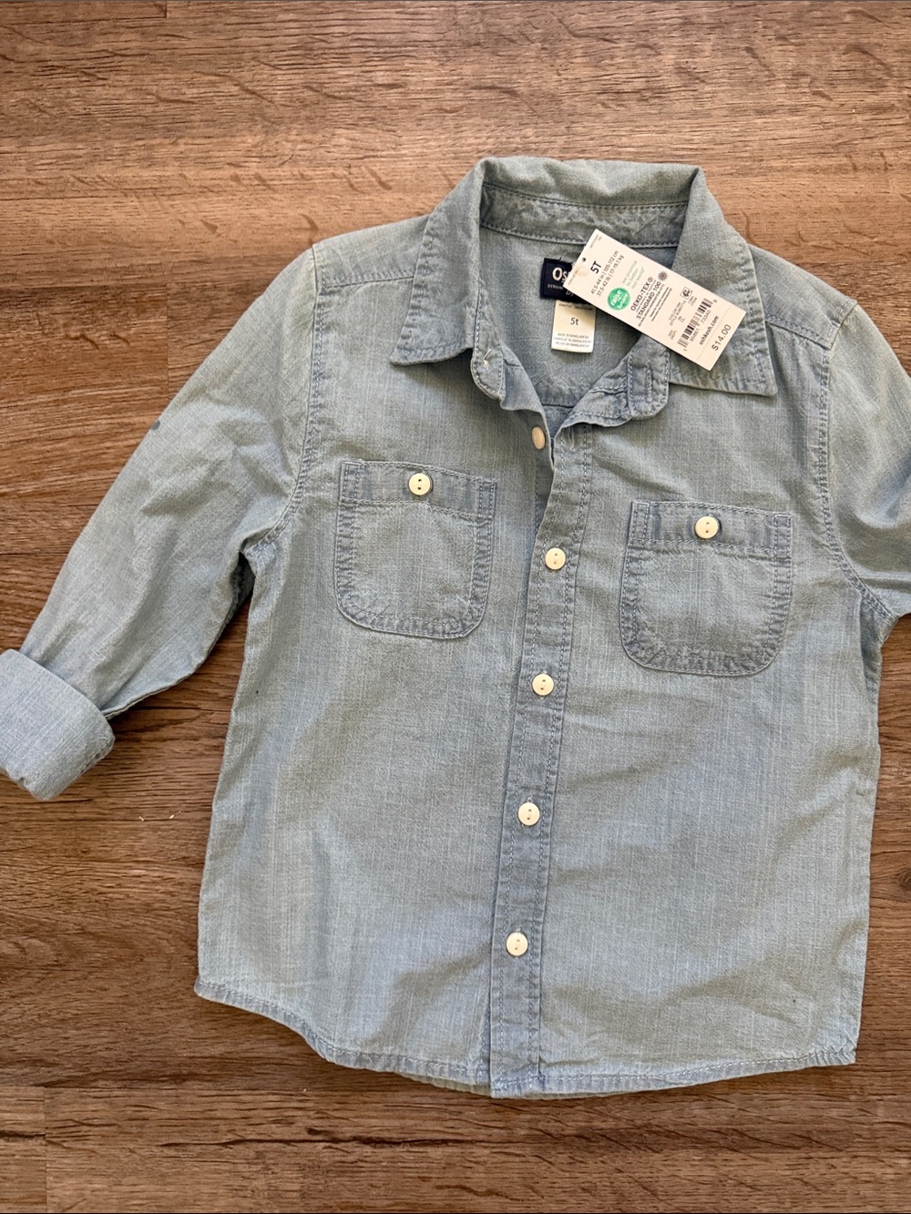 OshKosh B'gosh Light Wash Denim-Style Button Down Shirt
